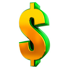 Dollar symbol 3d render gold mix red green stroke