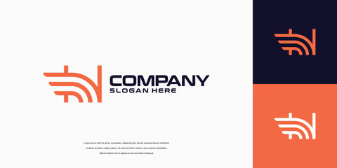 initial letter H wing logo