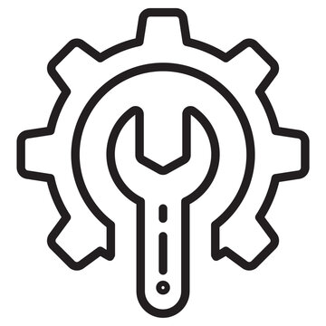 recommend clip art: Picture of gear and wrench vector illustration with outline style suitable for repair or maintenance icon