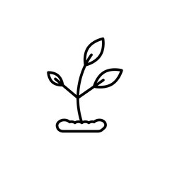 Seedling in soil icon logo sign vector outline