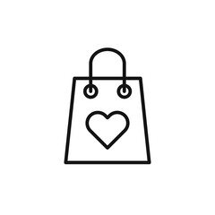Shopping bag with heart icon logo sign vector outline