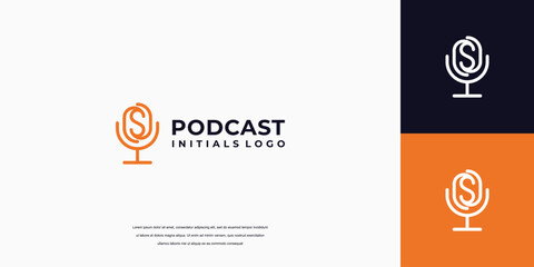 Podcast logo design. Letter S podcast logo design template
