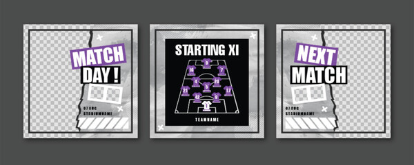 Sport Social Media Post Template , Football Match Day , Starting 11 , Starting Eleven , Full time