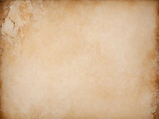 Obraz premium Old, discolored paper with a torn corner and distressed edges, evoking a sense of history, nostalgia, and antiquity.