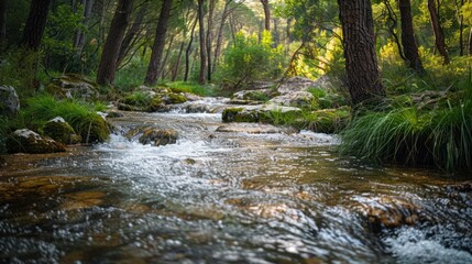 Obraz premium A pristine river flowing through a protected forest, highlighting the importance of preserving natural water sources