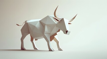low poly bull with copy space for text