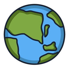 Flat Earth Planet Cartoon Illustration