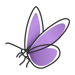 Flat Butterfly Outline Illustration Design