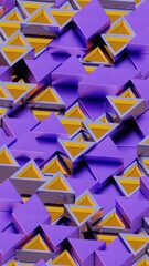 Obraz premium Abstract Geometric Pattern with Purple and Yellow Triangular and Cubic Shapes..