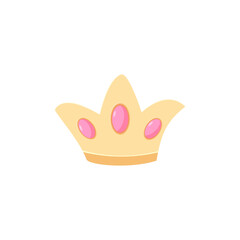Hand drawn vector illustration of a cute crown decoration. Isolated objects on white background. Flat style design. Concept for children print.
