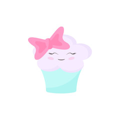 Unicorn rainbow sweets . Cookies and cakes. Cute kids style food.Hand drawn vector illustration of a cute funny unicorn. Isolated objects on white background. 
