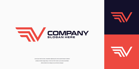 initial letter v wing logo