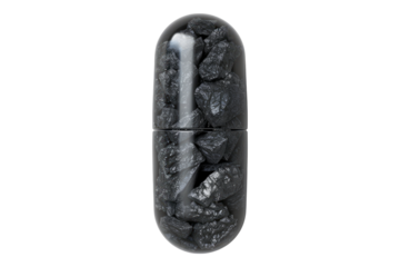 A charcoal capsule isolated on transparent background