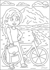 backpacker outdoor camping coloring book page