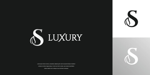 Obraz premium Luxury letter S logo design, simple leaf logo