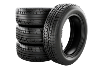 A stack of car tires isolated on transparent background