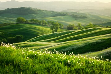 Fototapeta premium Green hills lanscape photography 