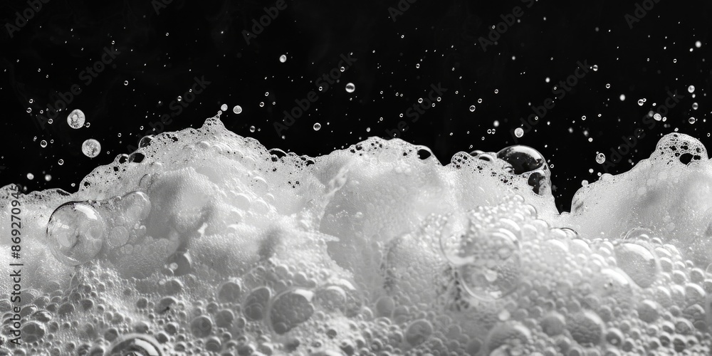Aufkleber A close-up shot of soap bubbles in different shapes and sizes