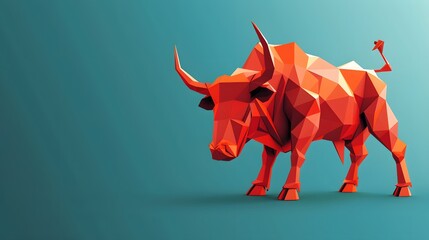 Obraz premium low poly bull with copy space for text