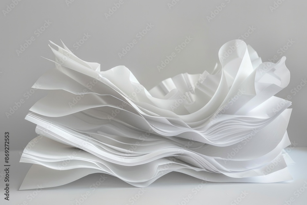 Aufkleber A stack of neatly folded papers sitting on a table, perfect for use in office or educational settings