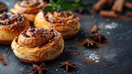 Delicious Cinnamon Rolls with Copy Space