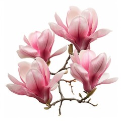 Branch With Pink Flowers on a White Background