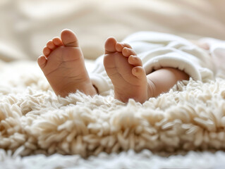 Baby Feet on Soft Blanket