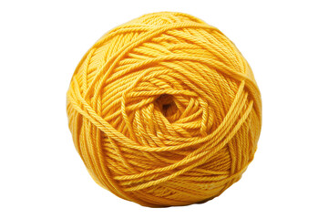 Ball of yellow thread isolated on transparent background