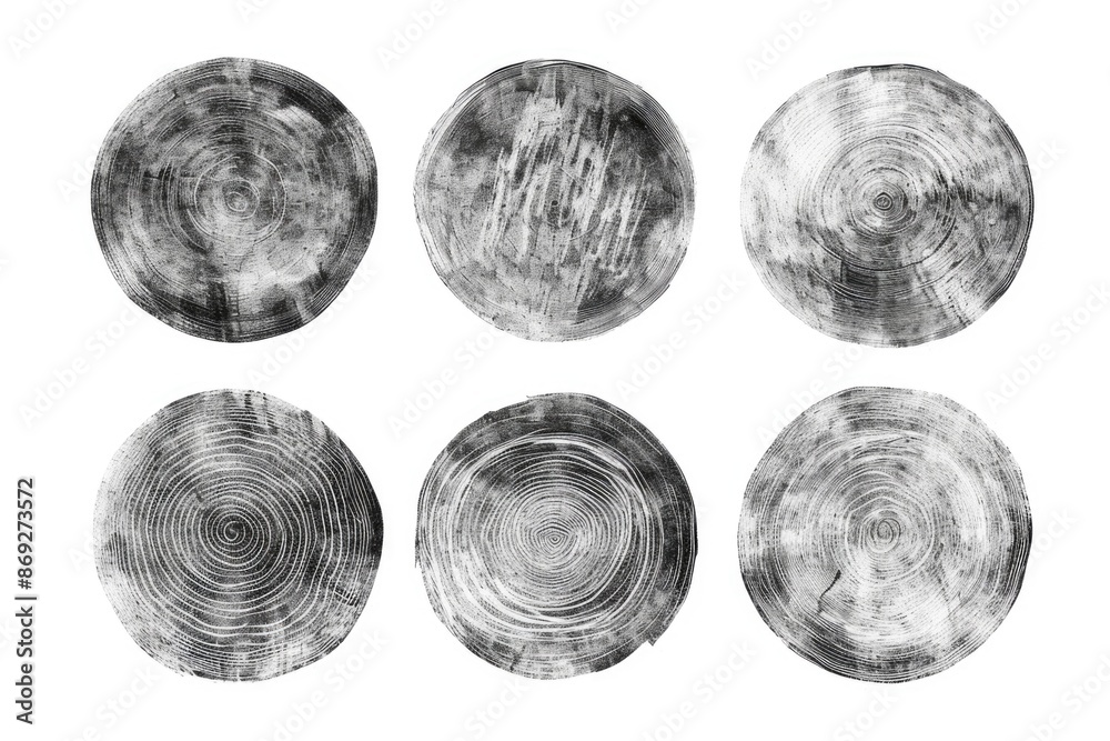 Poster a set of four wooden rings with different patterns and designs