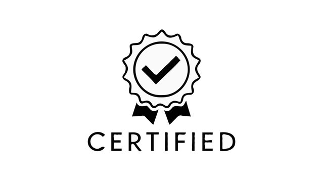 Stylized, ribbon-like emblem with a tick mark in the center. The word 'CERTIFIED' is written below the emblem. The design appears to bean icon or logo, possibly representing certification or approval