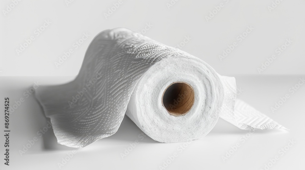 Poster a single roll of toilet paper sits on a table, ready for use