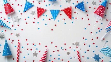 4th of July Independence Day Decorations Flat Background