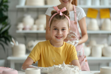 Mother and child taking a pottery class to celebrate Mothers Day through creative learning and bonding time together Share the joy of craftsmanship and creativity with family this Mothers Day