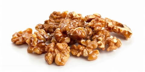 Obraz premium A pile of walnuts on a white surface