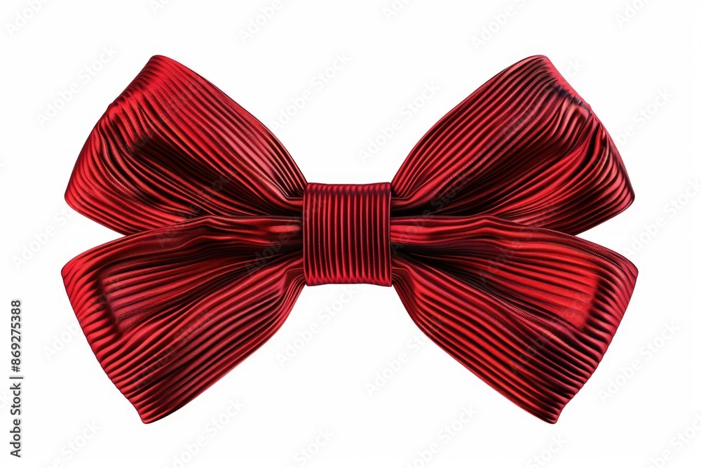 Poster a simple and elegant red bow tie placed on a clean white background, ideal for use in corporate bran
