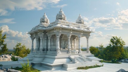 Fototapeta premium A large white building with a clock on top, suitable for use in cityscape or architecture scenes