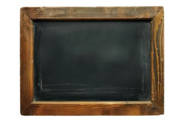 A black board with wooden frame isolated on transparent background