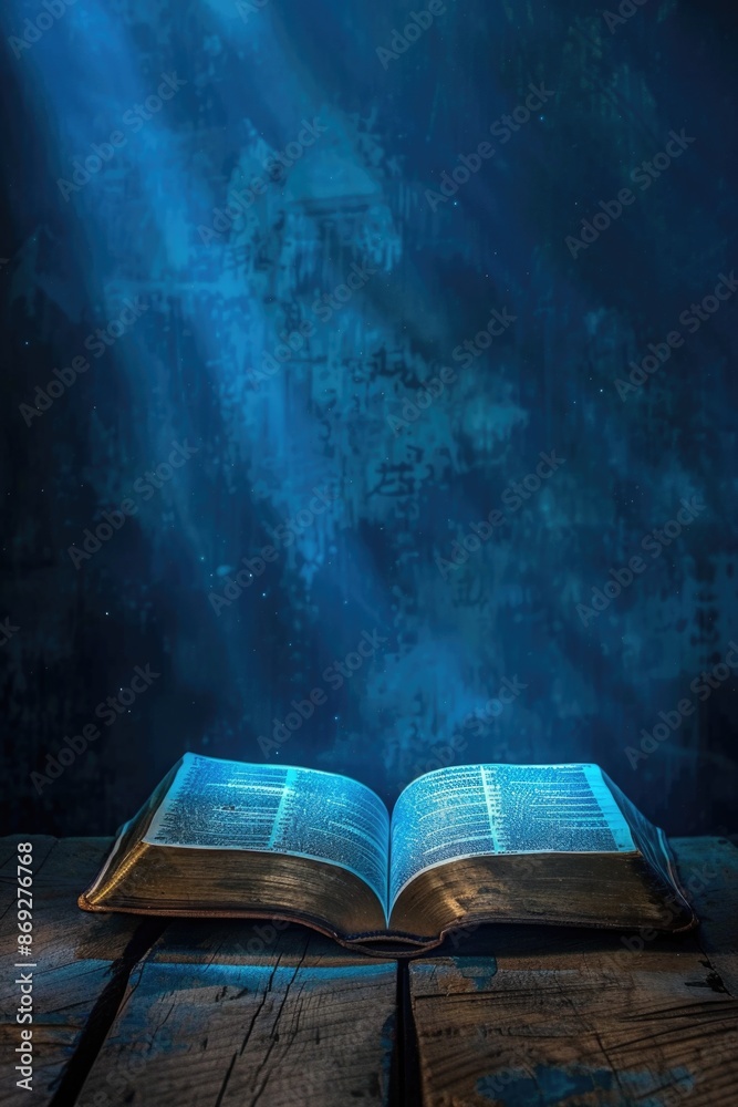 Poster an open book sits atop a wooden table, perfect for reading and learning