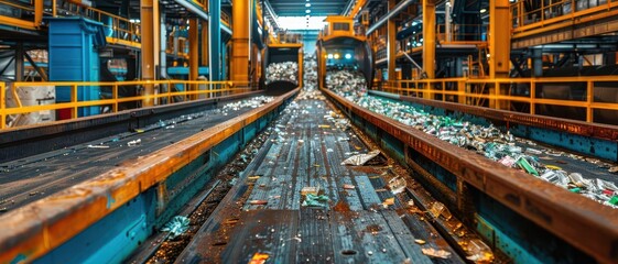Fototapeta premium High tech recycling facility with conveyor belts
