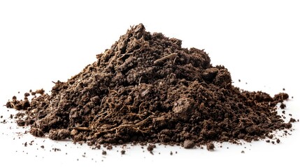 A close-up shot of a pile of dirt on a clean and smooth white surface
