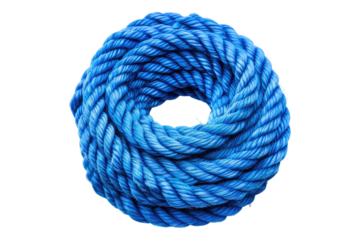 Blue rope roll isolated on transparent background