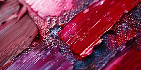 Abstract Painting Close-Up with Red and Purple Textured Strokes