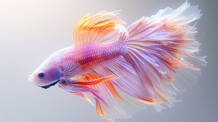 Fototapeta premium Colorful Siamese fighting fish swimming gracefully in a glass aquarium. Concept Aquatic Life, Siamese Fighting Fish, Colorful Aquarium,Generative AI