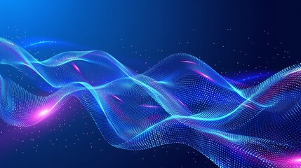Obraz premium Abstract digital wave of particles. Futuristic point wave. Technology background vector. 
