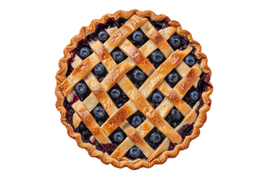 Blue berry pie isolated on transparent background