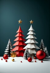 Christmas card with an empty place to write text and New Year's wishes. Christmas ornaments and decorations with Christmas tree and decorations background.