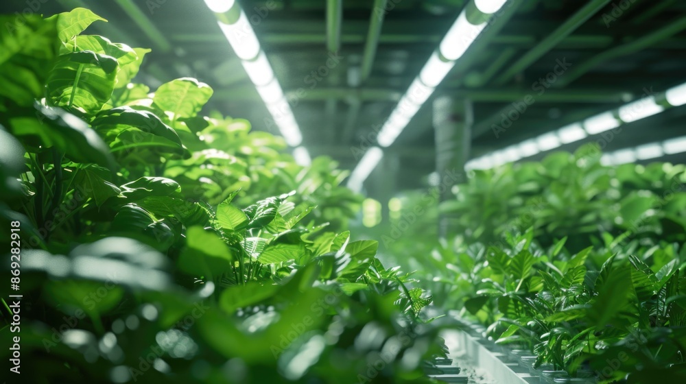 Poster rows of plants growing in a controlled environment