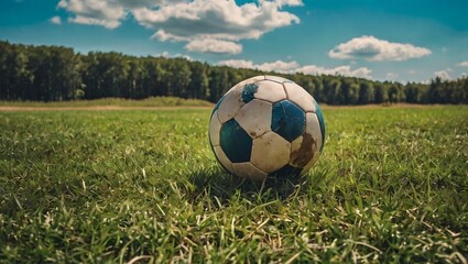 Fototapeta premium soccer ball on grass