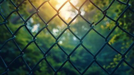 Sunset View through a Chain-Link Fence