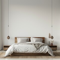 room with bed in front of empty wall